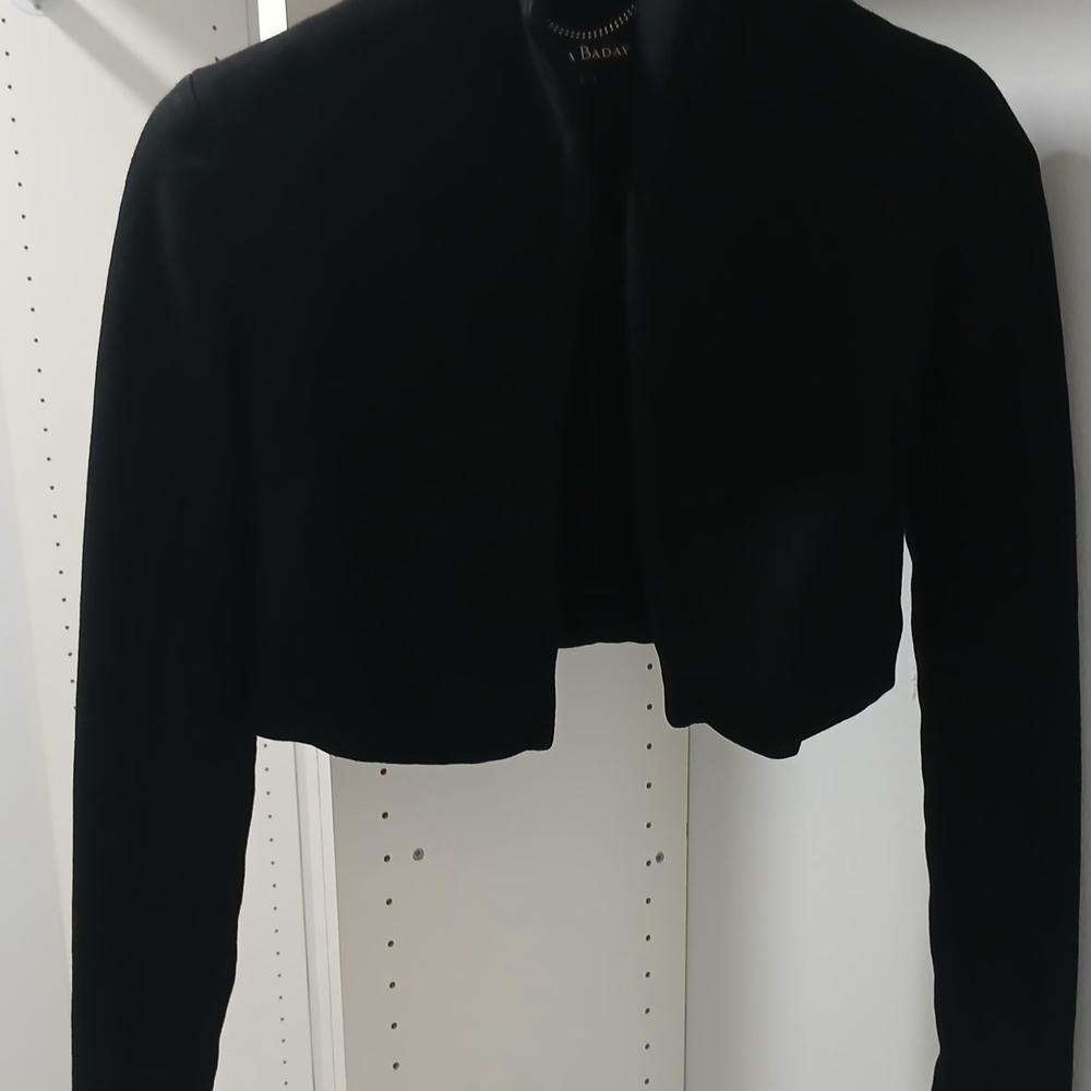 Black Cropped Standup Collar Designer Blazer